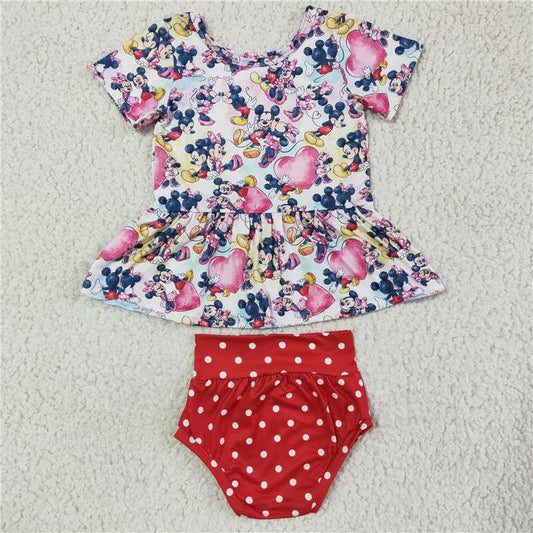 SALES  NEW  Sibling Baby girls cartoon summer bummie sets