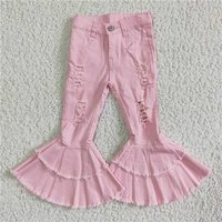RTS NO MOQ Sibling Baby Girls Pink denim pants distressed baby girls jeans