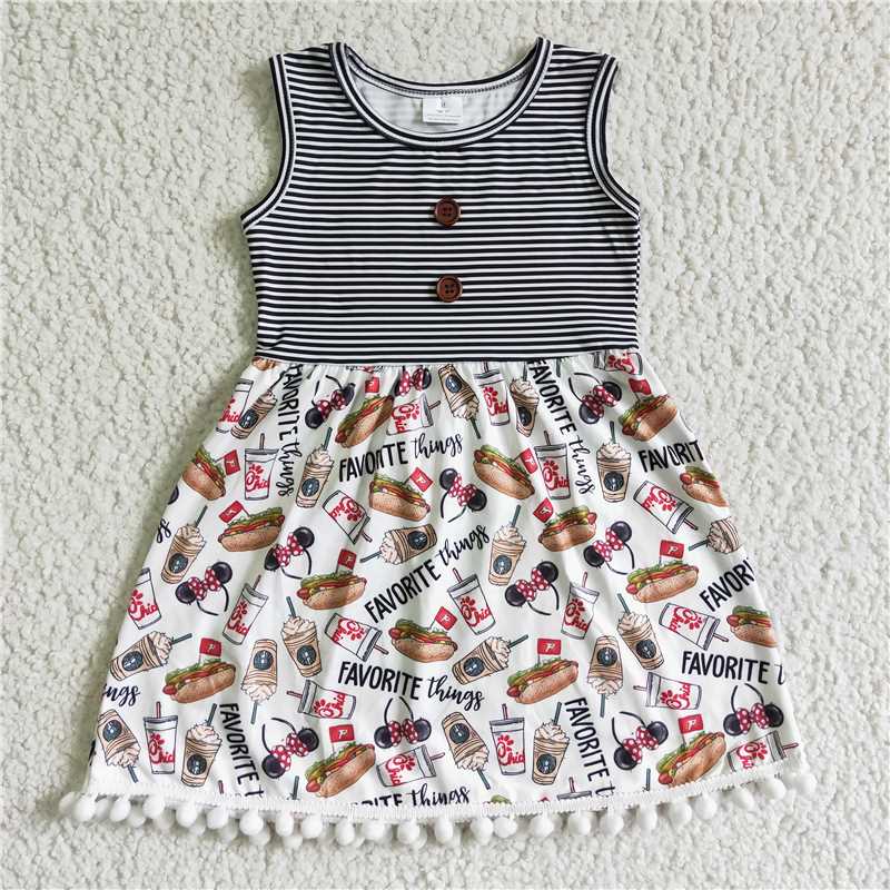 SALES NEW Baby Girls Grey Stripes Sleeveless Knee-Length Dress Favorite Fashionable Summer Dress for Little Ones