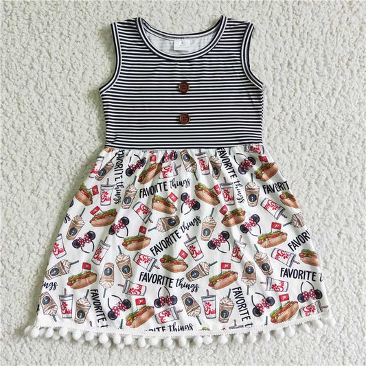 SALES NEW Baby Girls Grey Stripes Sleeveless Knee-Length Dress Favorite Fashionable Summer Dress for Little Ones
