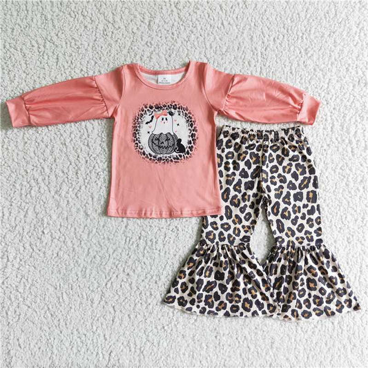 SALES  NEW  Baby Girls leopard ghost bell halloween clothing sets