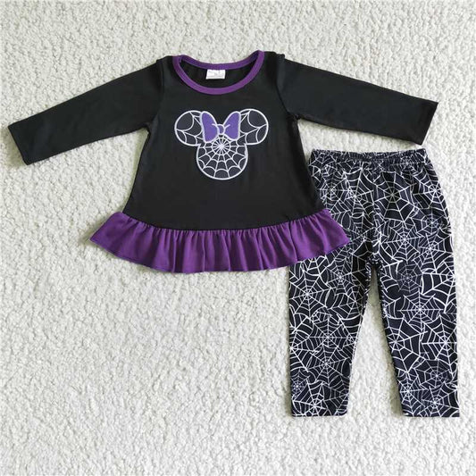SALES  NEW Baby Girls Black Spider Halloween Legging Pant Set Cute Costume Outfit for Infants