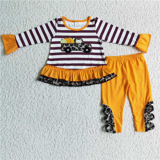 SALES  NEW  Thanksgiving leopard pumpkin tractor pants clothes sets