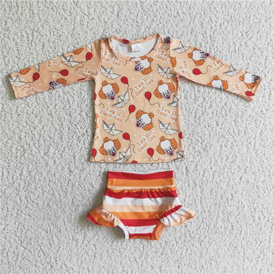 SALES  NEW  Sibling Baby Girls Halloween Long Sleeves Ghost Gifts Cactus Top Ruffle Bummie Sets