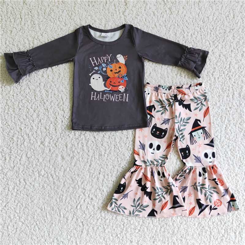 SALES  NEW  Baby Girls Hello Halloween ghost bell pants clothes sets