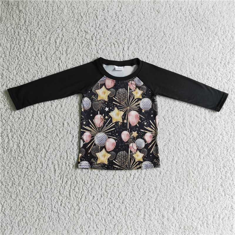 RTS NO MOQ  New Year Balloon Five-pointed Star Long Sleeve Dress-Top-Long Sleeve Suit