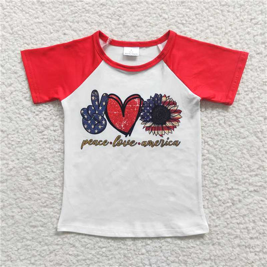 SALES NEW Baby Girls July 4th Sunflower Cotton Shirt Tops for Kids' Clothing Outfits