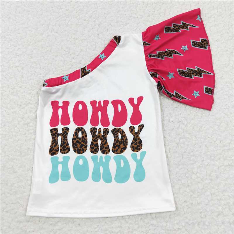 SALES NEW Baby Girls Howdy Western One-Shoulder Shirts Tops Unique Design Infant Clothing for Girls Western Theme Baby Outfits