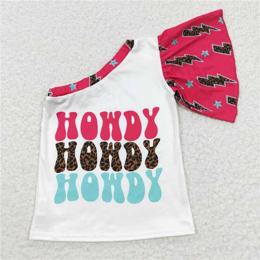 SALES NEW Baby Girls Howdy Western One-Shoulder Shirts Tops Unique Design Infant Clothing for Girls Western Theme Baby Outfits
