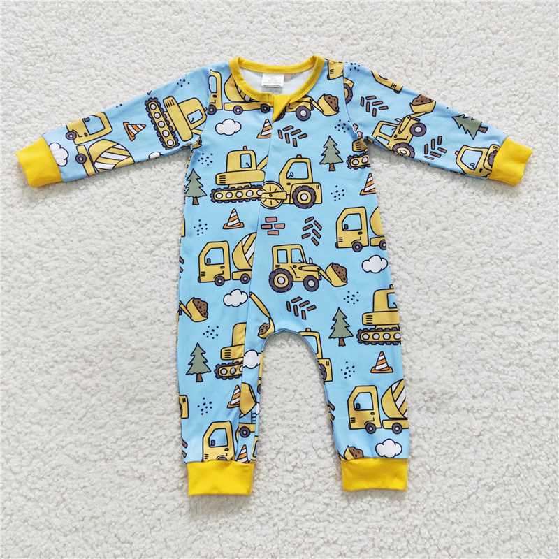 RTS NO MOQ Girls Boys tractor Rompers Pajamas Clothes Sets