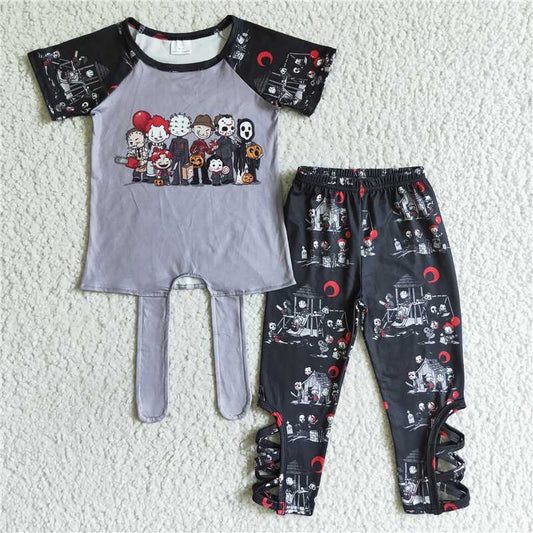SALES NEW Baby Girls' Halloween Themed Balloon Tie Shirt And Cross Legging Clothing Set for Infants Toddler Girls' Outfit