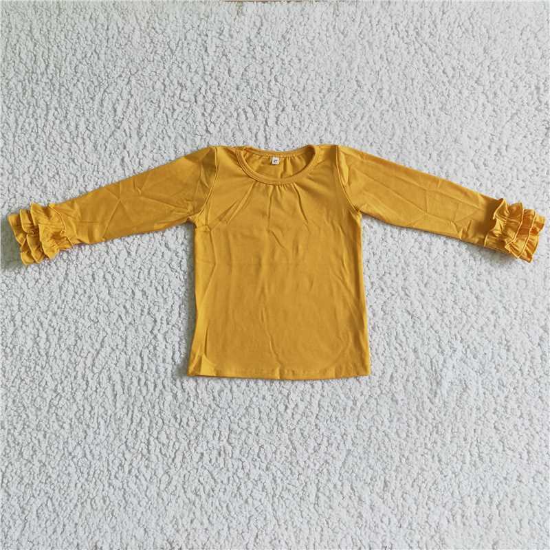 SALES NEW Baby Girls Long Sleeve Mustard Icing Ruffle Shirts - Cute And Stylish Clothing for Infants