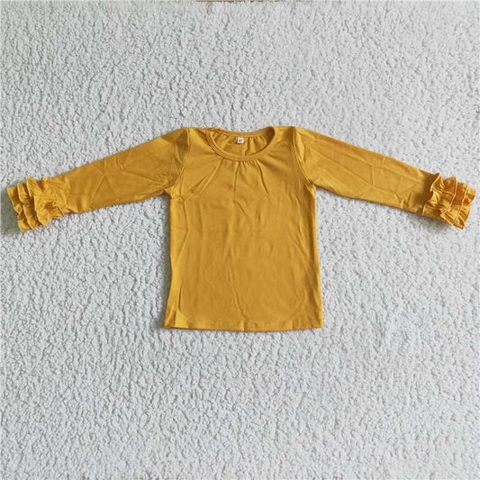 SALES NEW Baby Girls Long Sleeve Mustard Icing Ruffle Shirts - Cute And Stylish Clothing for Infants