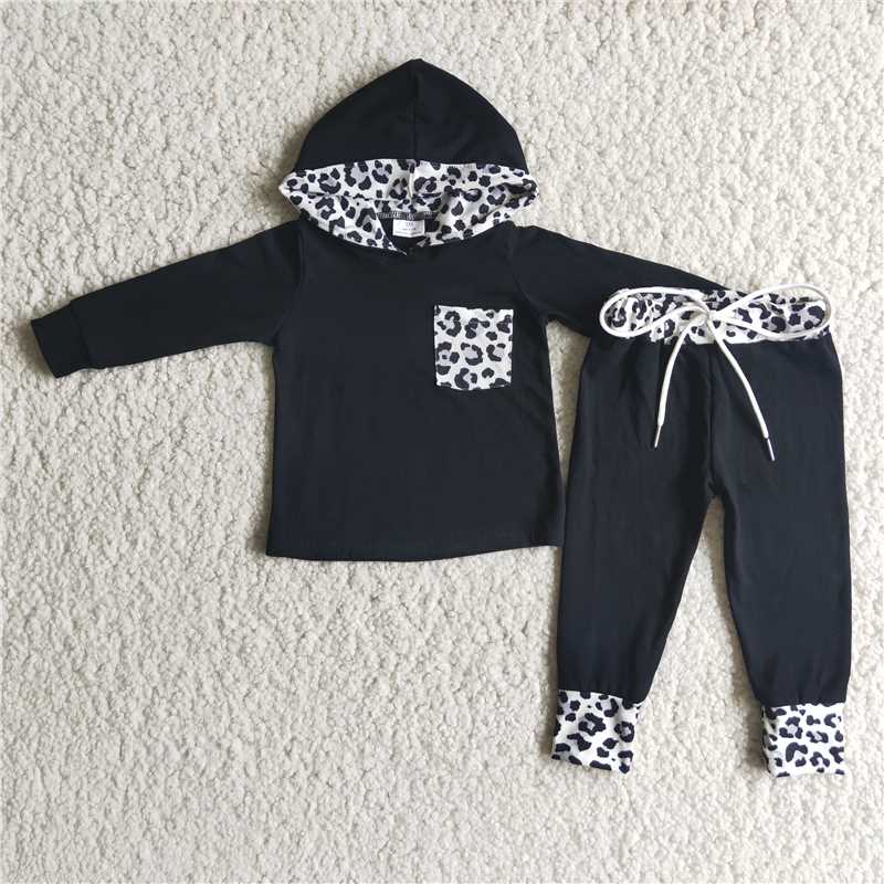 SALES  NEW  Black leopard hoodie set 2