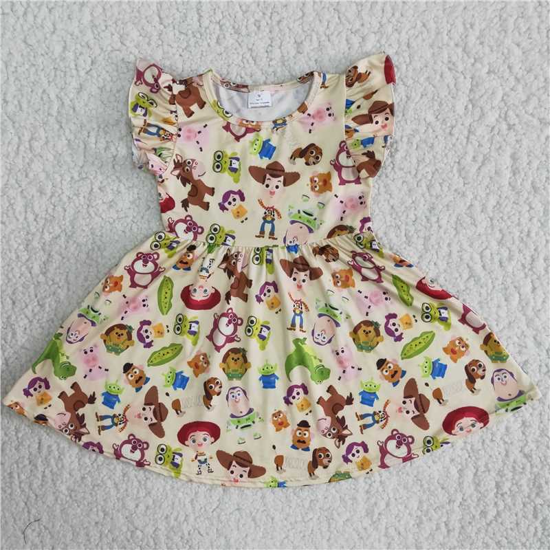 Cute Clothes B15-12 Baby girls Yellow  summer flutter sleeve knee-length dress