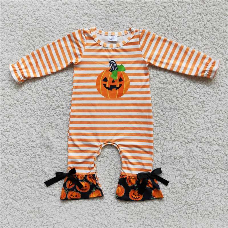 SALES  NEW Baby Girls Pumpkin Stripes Halloween Ruffle Rompers