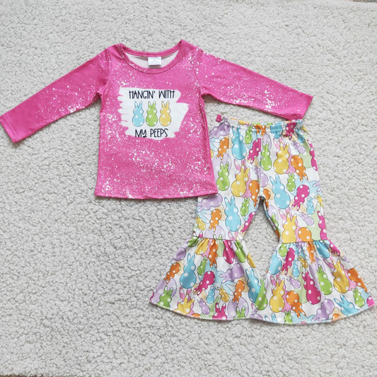 SALES  NEW Baby Easter Bunny Outfit Set Bell Bottom Pants Jumpsuit with Bow Tie And Hat for Boys Girls