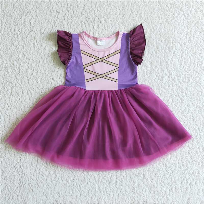 SALES NEW Baby Girls' Halloween Witch Tutu Dress Kids' Costume Cute Fairy Tale Theme Lilac Mesh Flutter Sleeves for Little Girls