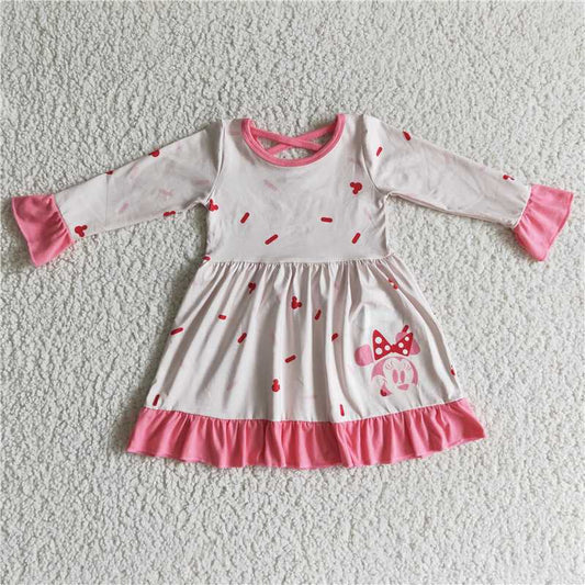 SALES  NEW Baby Girls Cartoon Long Sleeve Dresses Pink Cute Children's Clothing for Girls Kids' Fashion Outfits for Spring/Autumn