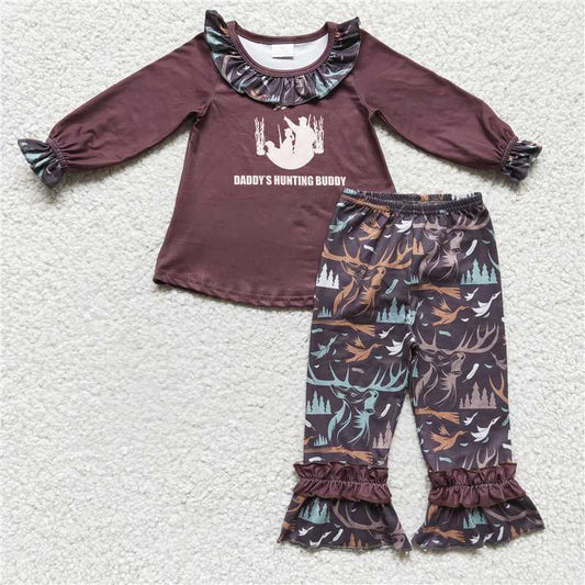 SALES  NEW Baby Girls Hunting Ruffle Pants Sets Cute Outfit for Infants Toddler Girls Clothing Set