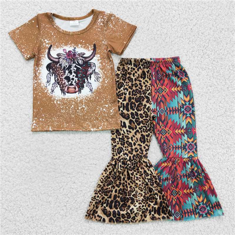 RTS NO MOQ Sibling baby Girls clothes western short sleeve pants Sets
