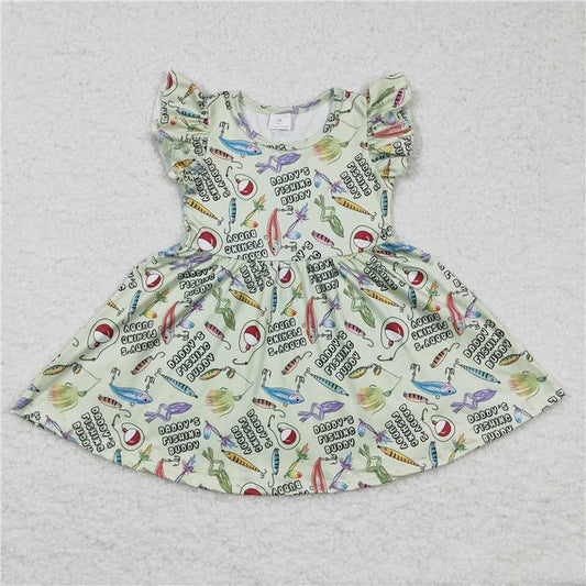 SALES NEW Baby Girls Green Fishing Pearl Dress Elegant Toddler Girls with Pearl Detailing