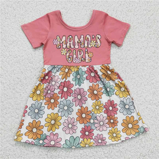 SALES NEW Baby Girl Knee-Length Dress with Letter pink Top And Floral Design