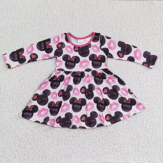 SALES NEW Valentine's Day Baby Girls Knee-Length Dresses Pink Cotton Blend Outfit for Little Girls Ages 1-12 Pink