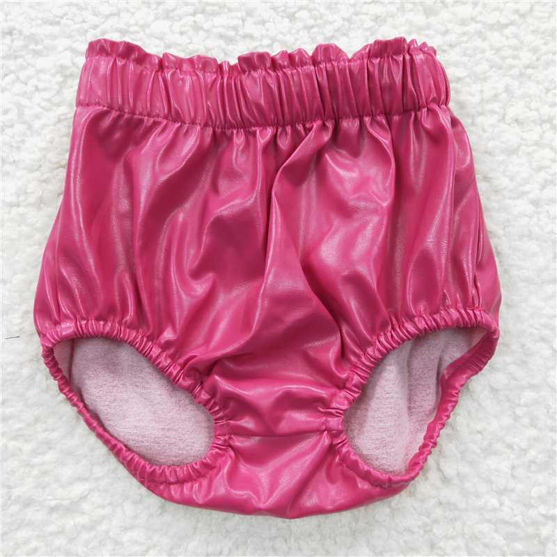 SALES  NEW  Baby Girls Dark Pink Leather Summer Bummies Bottoms