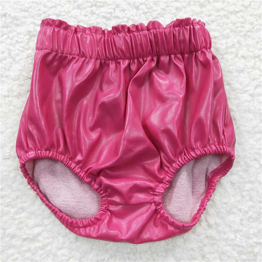 SALES  NEW  Baby Girls Dark Pink Leather Summer Bummies Bottoms