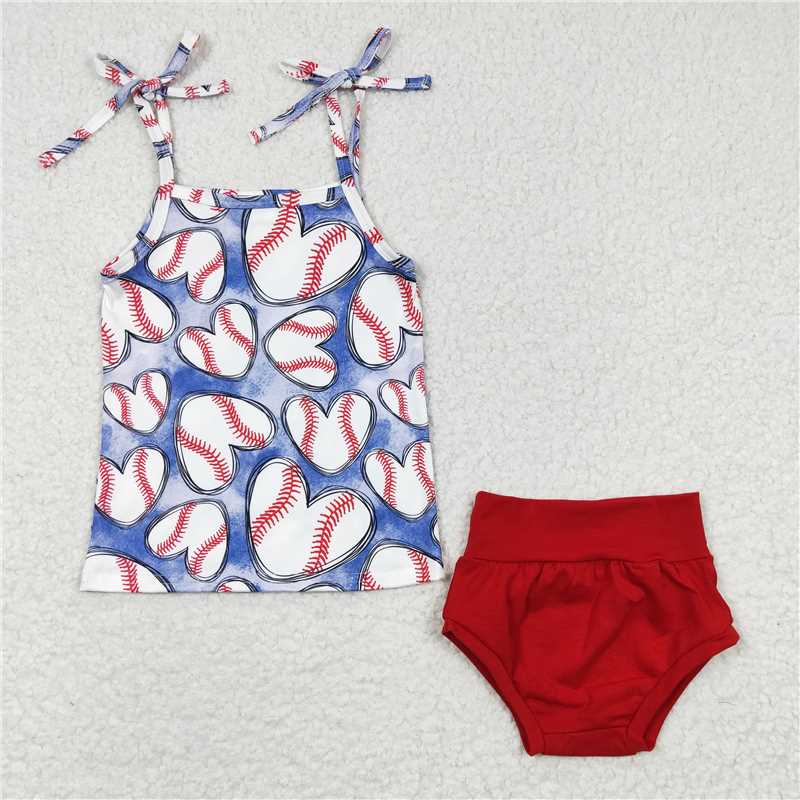 SALES  NEW  Baby Girls Baseball Top Red Bummie Clothes Sets