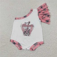 RTS NO MOQ Sibling Baby Girls Western One Shoulder Rompers