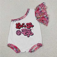 RTS NO MOQ Sibling Baby Girls Western One Shoulder Rompers