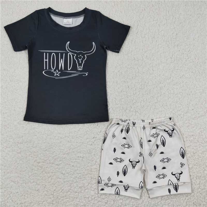 RTS NO MOQ Sibling Baby boy clothes riding horse Short Sleeve shorts Suits