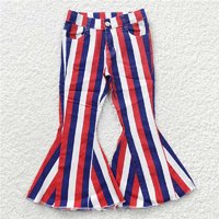 RTS NO MOQ Sibling Baby Baby Girls Halloween Stripes Denim Bell Pants