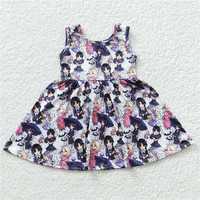 RTS NO MOQ GSD0335 GLD0329 GLD0229 GSD0397 Preppy Braids Girls Pattern Purple Long Sleeve Dress & Short Sleeve Dress