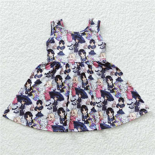 SALES  NEW Baby Girls Black Sleeveless Knee-Length Movie Dress Cute Toddler Girls Fashionable Summer Dress