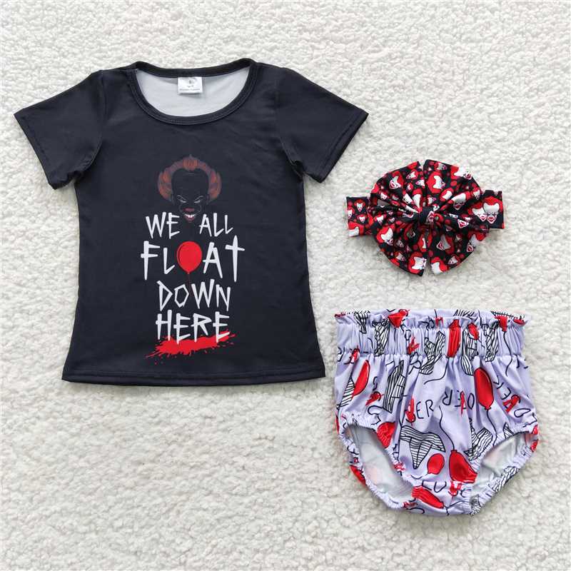 RTS NO MOQ eta 5-7days Black Red Hair Clown Long Sleeve Hooded Suit & Short Sleeve Briefs Suit