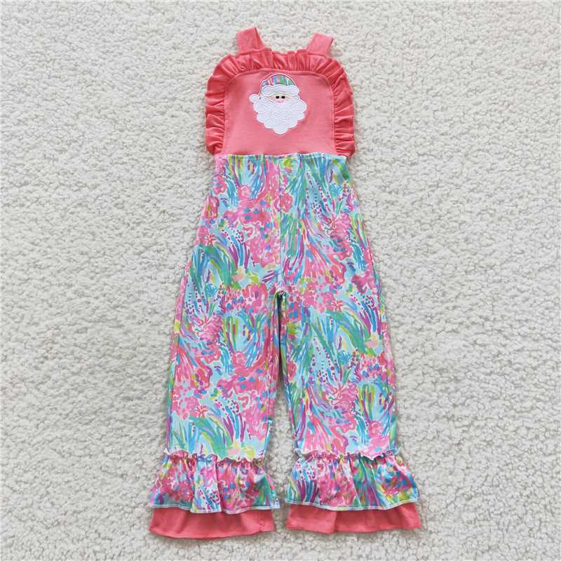 RTS NO MOQ Sibling Baby girls clothes embroidery Christmas suspender jumpsuits