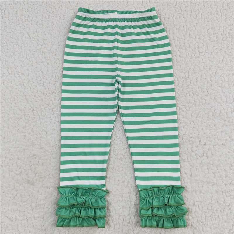 RTS NO MOQ Baby Girls Lace Stripe Pants & Christmas Drawstring Pants