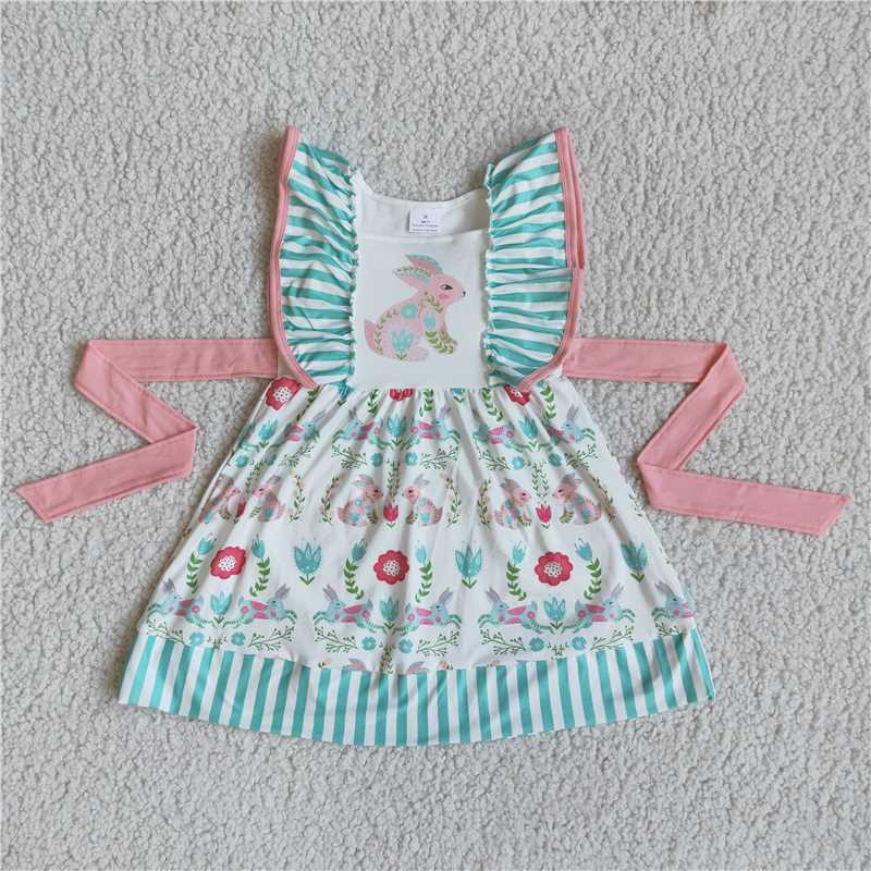 SALES  NEW Easter Green Pink Rabbit Dresses for Kids - Cute Pastel Hoppy Holiday Costume Girls Outfit
