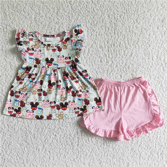 SALES  NEW Pink mini ruffles shorts set