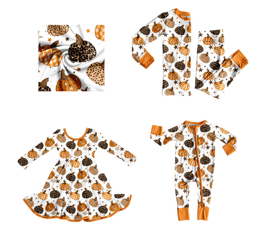 25.8.6 custom each style moq 5eta 4-6week Sibling Sisters pumpkin baby girl long sleeve pants sets and dress and rompers match family design