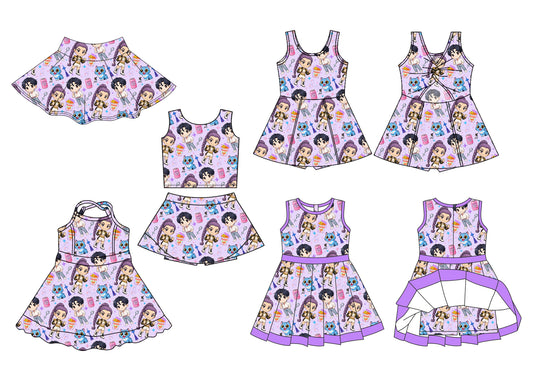25.10.11 custom each style moq 5 eta 6-8week milk silk Sibling Sister baby girl sleeveless skirts sets and dress 3 and skirt match design