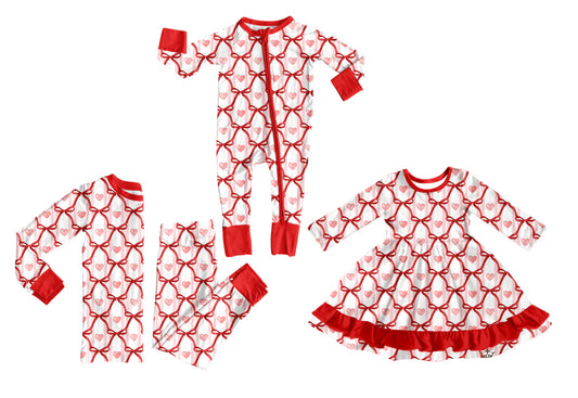 25.9.26 custom each style moq 8 eta 6-8week Sibling Sisters love bow baby girl long sleeve pants sets and dress and rompers match family design