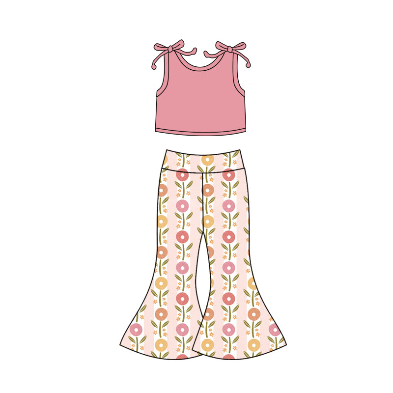 4.24 custom each style moq 5eta 4-6week Sibling Sisters baby girl short sleeve pants sets 1 and set 2match family design