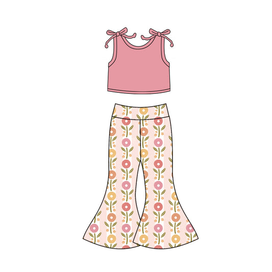 4.24 custom each style moq 5eta 4-6week Sibling Sisters baby girl short sleeve pants sets 1 and set 2match family design