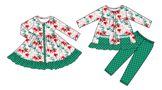 25.8.20 custom each style moq 5eta 4-6week Sibling Sisters Christmas baby girl long sleeve pants sets and dress match family design