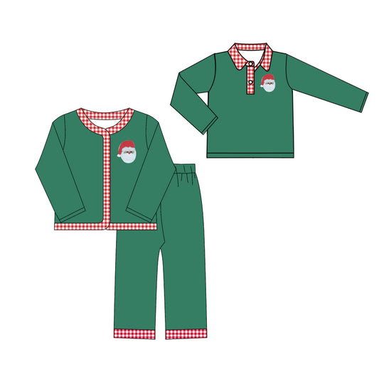 25.7.18 custom each style moq 5eta 4-6week Sibling Sisters Christmas green baby boy long sleeve pants sets and top match family design