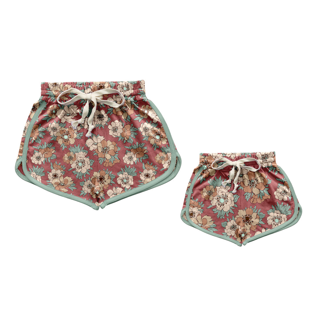 11.1 custom each style moq 5eta 4-6week Sibling Sister floral adult clothes and kids shorts and adult shorts match design